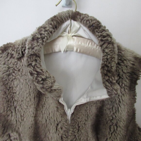 Kristen Blake white black animal print faux fur reversible vest *Sz L* - Picture 6 of 7